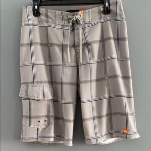 Quiksilver Tan Plaid Men's Board Shorts
